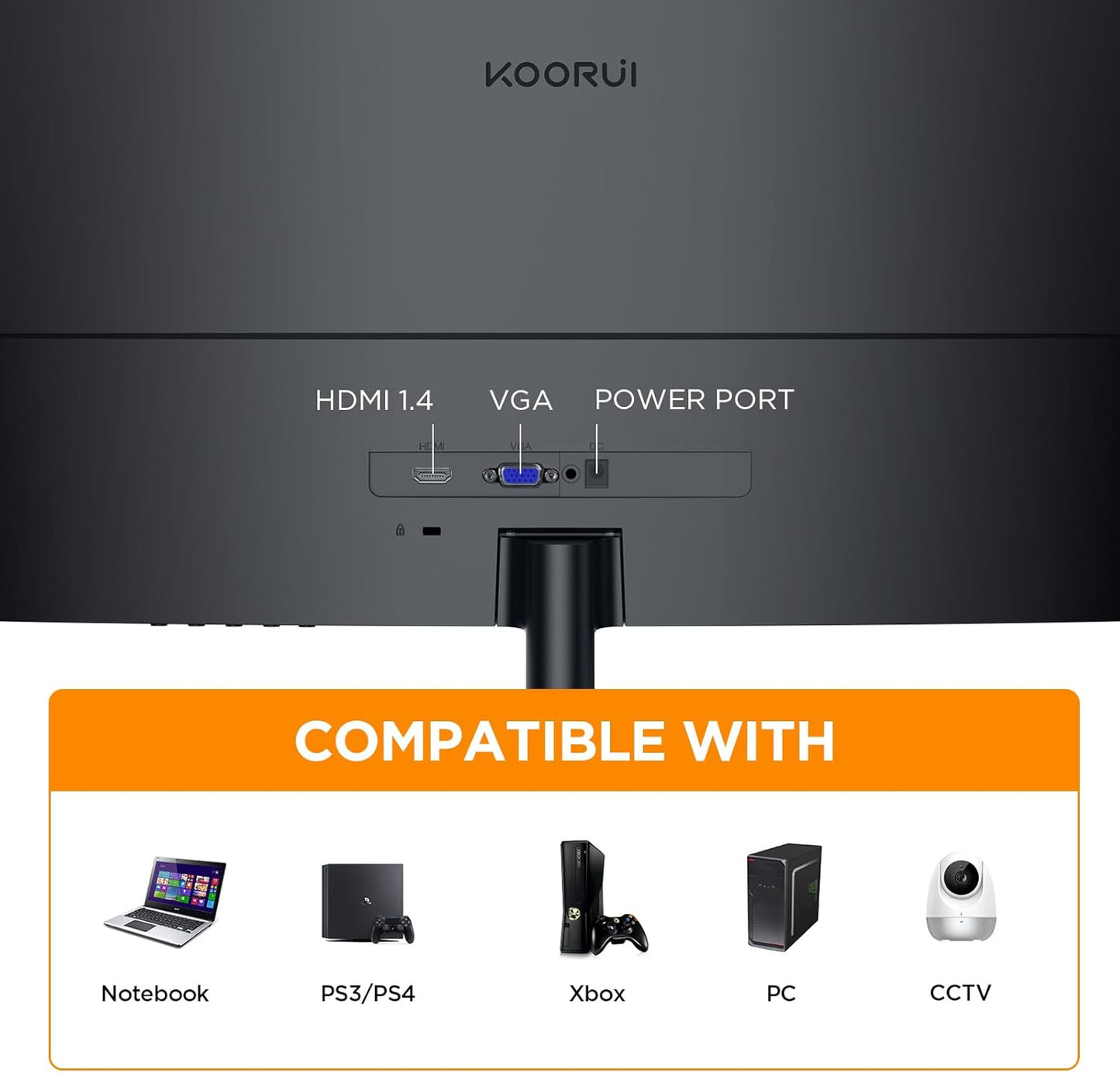 KOORUI 27 Inch Curved Monitor FHD 1080P Display, 75Hz PC Screen, Computer Monitor with HDMI VGA,Tilt Adjustable,1500R, Flick-Free Eye Care