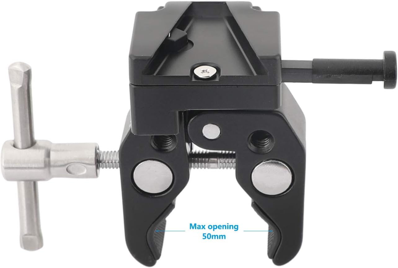 CAMVATE Super Crab Clamp + Universal V-Lock Mount Quick Release Adapter for DSLR Camera Battery - 2596