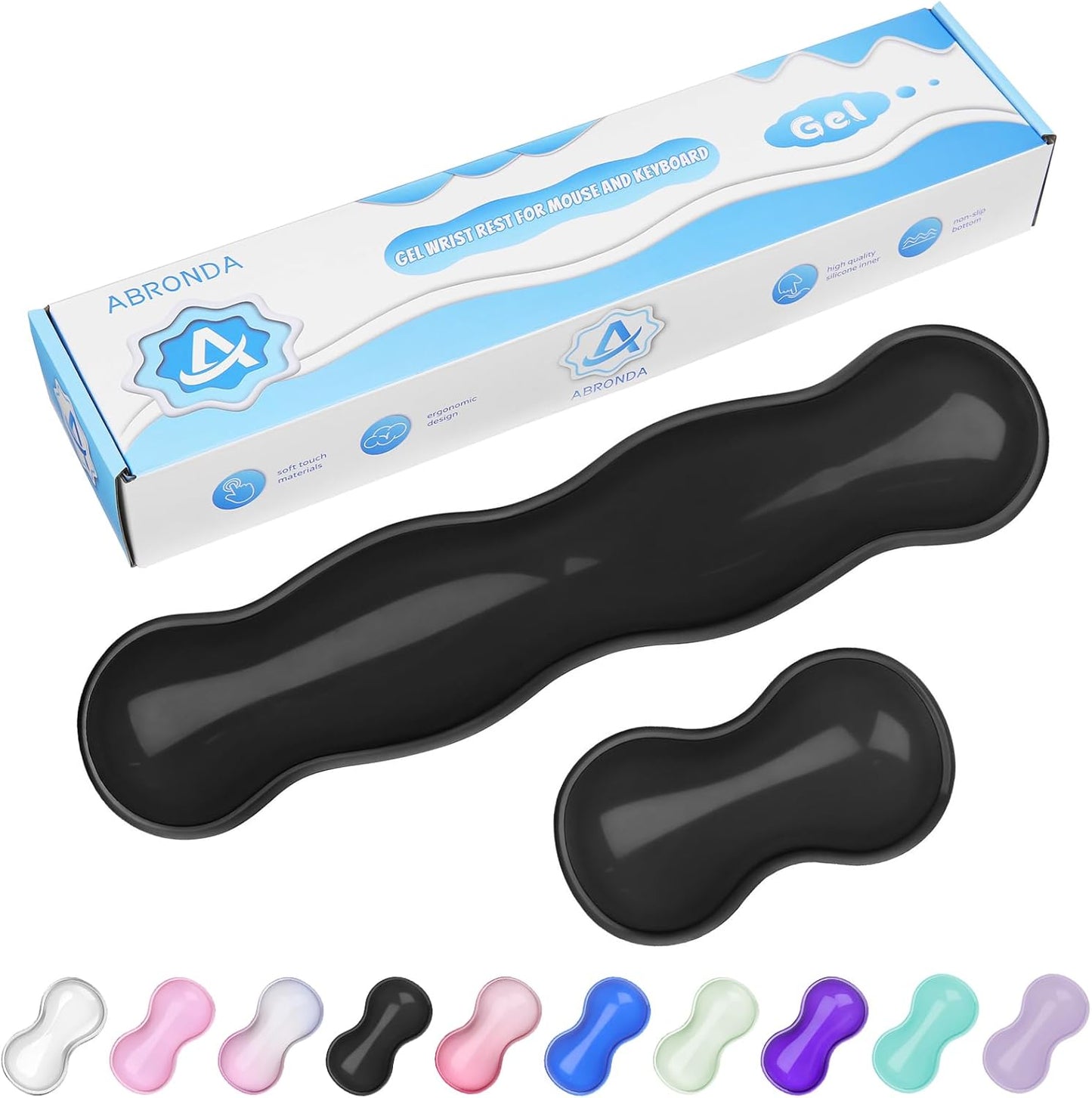 Gel Wrist Rest for Keyboard and Mouse, Wrist Rest for Keyboard, Mouse Wrist Support, Pain Relief, Cool Touch, Non-Skid, Keyboard and Mouse Wrist pad Set