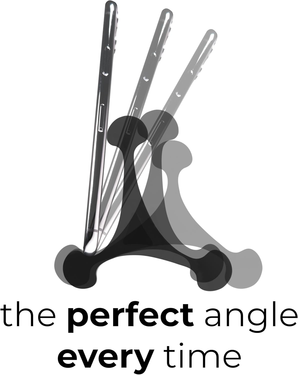 Skalene Phone Stand - 100% Silicone Rubber, Adjustable Phone Holder, Prop, Rest - Desk, Office, Home, Kitchen Accessory (Stealth Black)