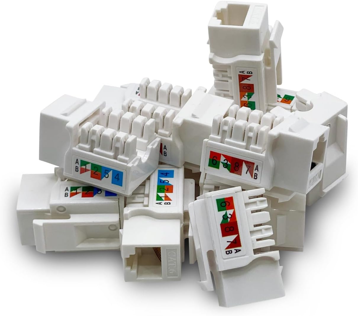 (50-Pack) Cat6 Keystone Jack - [UL Listed] - Ethernet Wall Jack - Wall Cat6 - Cat6 Network Coupler - Keystone Jack - Cat5/5e/6 Compatible - Cat6 Network Coupler