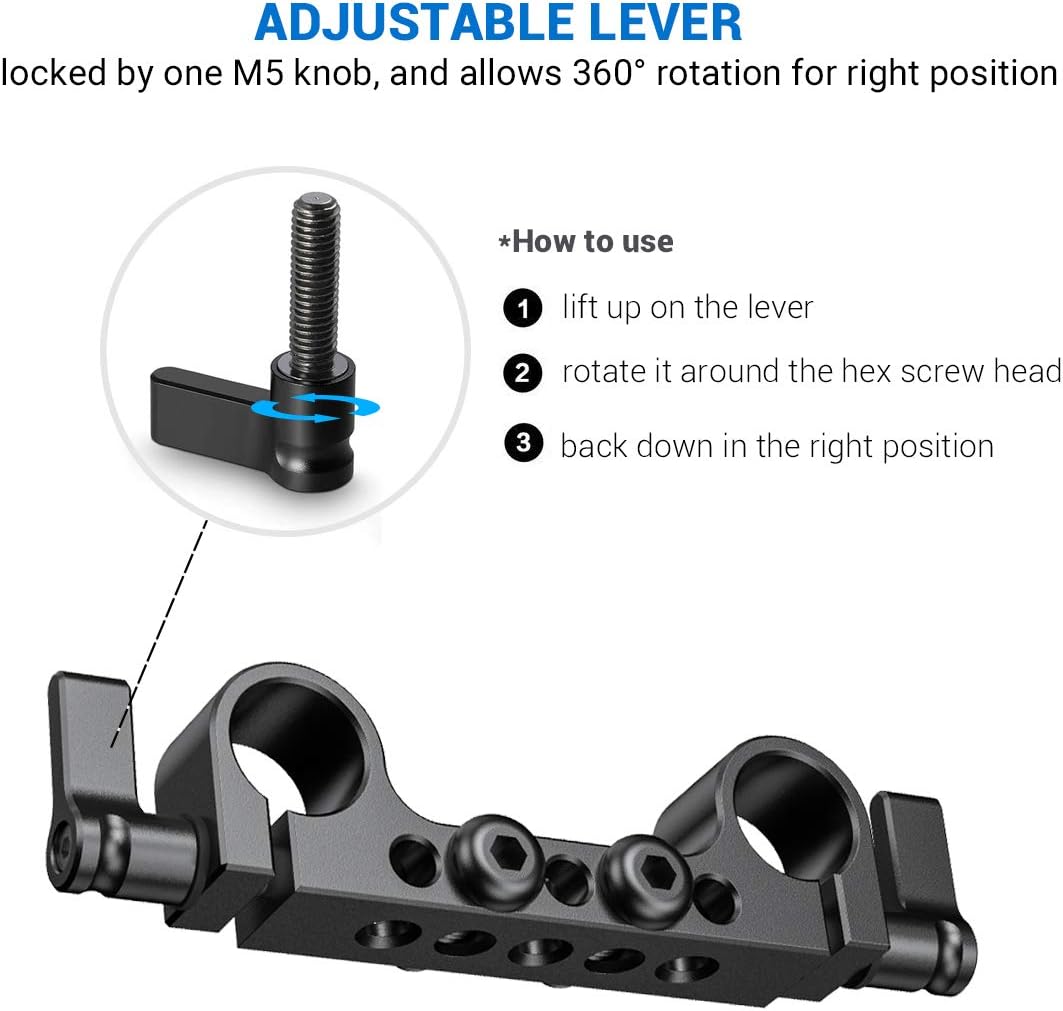 SmallRig Super Lightweight Railblock, 15mm Rod Clamp with 1/4"-20 Thread for Sony, Canon and Other DSLR Camera Rig Shoulder Support System - 942