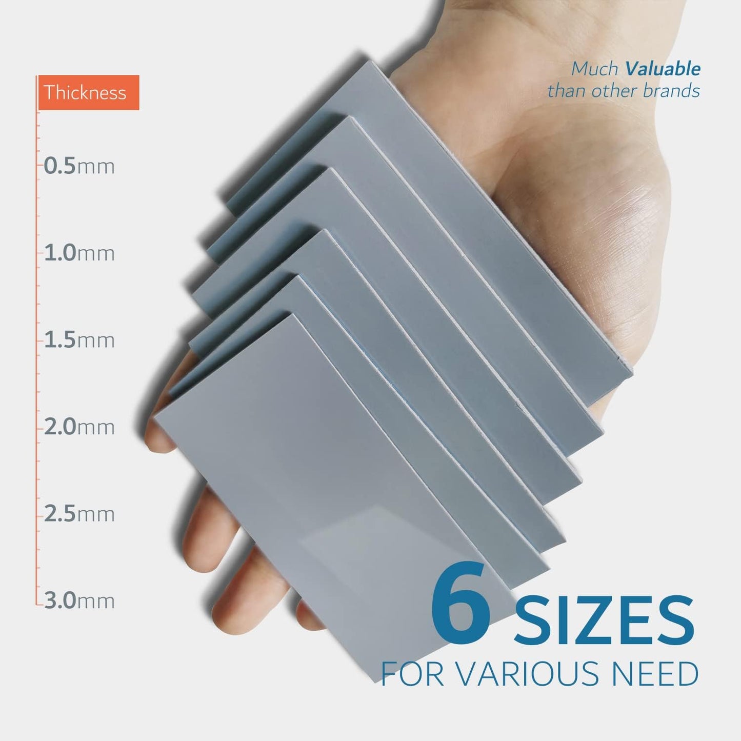 Aairhut Thermal Pad 13W/mK [0.5~3mm], 85 x 45 x 2mm Silicone Cooling Pad Non Conductive Heat Resistance Extreme Odyssey Cover with Dual Self-Adhesive Films for PC Laptop PS4/PS5/CPU/GPU/Computer