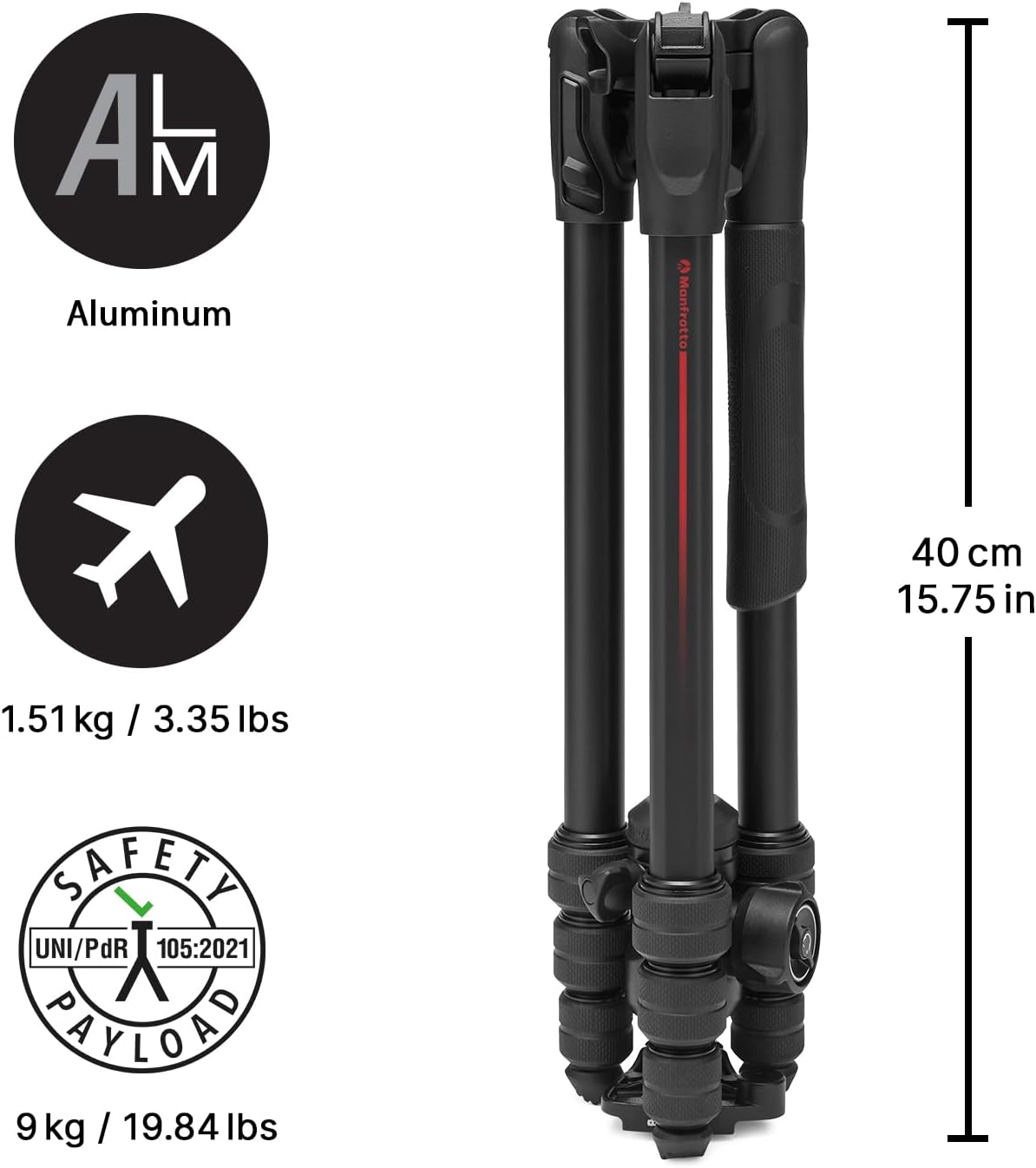 Manfrotto Befree Advanced AS, Camera Tripod, Twist Lock, Compatible with Arca-Swiss, Portableand Compact, Alumiium, Travel Tripod Kit, Ball Head, for DSLR, Mirrorless, Camera Accessories
