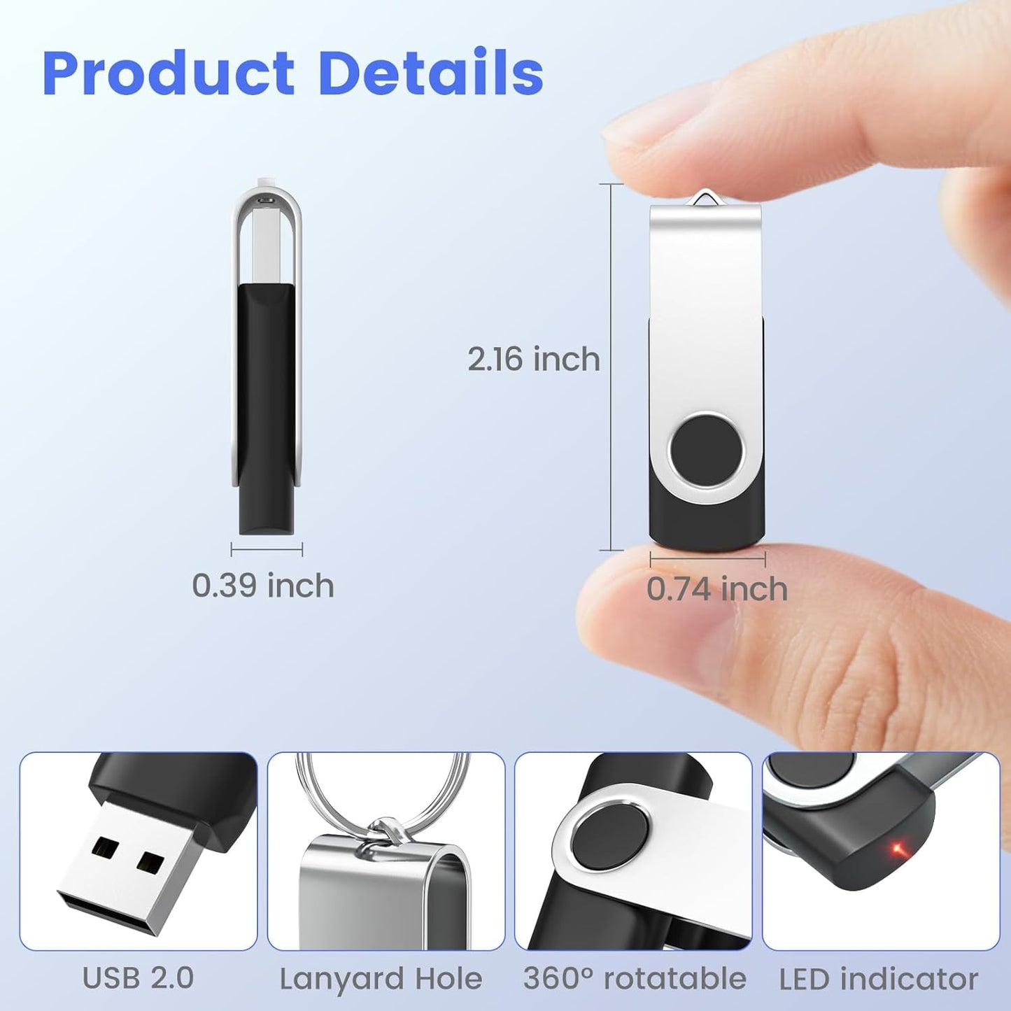 (Not 128GB) ABLAZE 128MB Flash Drive 10 Pack, USB 2.0 Memory Stick with Lanyards Swivel Thumb Drives Bulk 128MB Pendrive U Disk for Data Storage (Mixcolors)