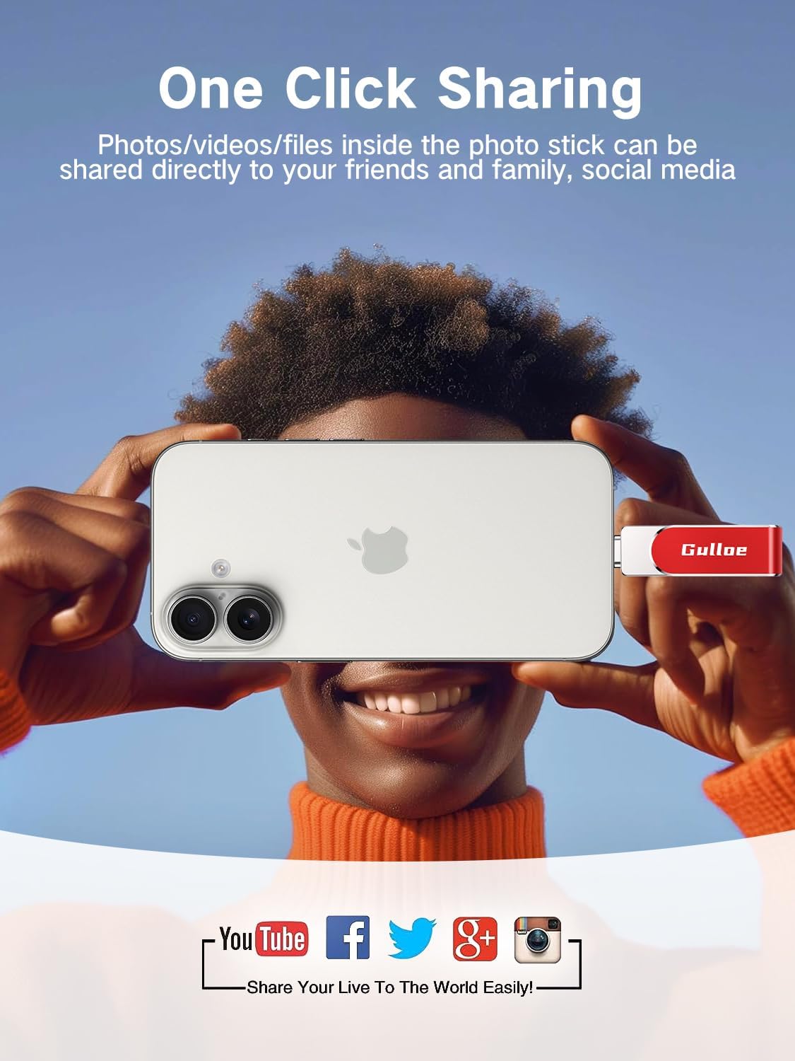 Gulloe 512GB Flash Drive Intended for iPhone, Memory Stick Storage for Photos and Videos Backup, Compatible with iPhone iPad Android PC, Plug and Play, No Application Required (Red)