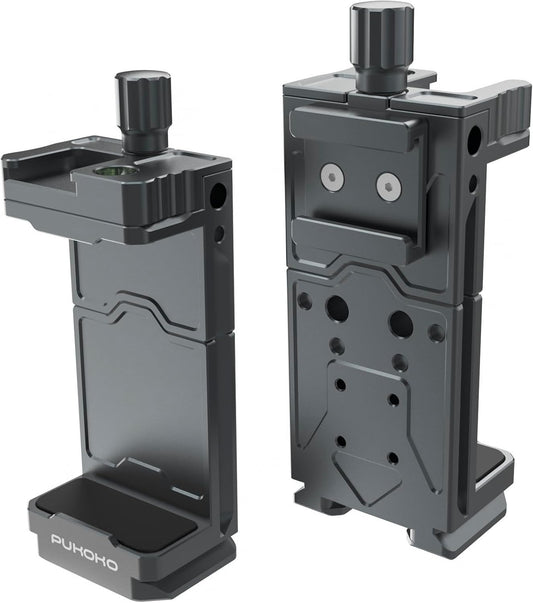 Metal Phone Tripod Mount Adapter Adjustable Phone Mount for Tripod with Arca Base Universal Metal Adjustable Clamp Phone Holder for Tripod (Quick Release Cell Phone Clip)