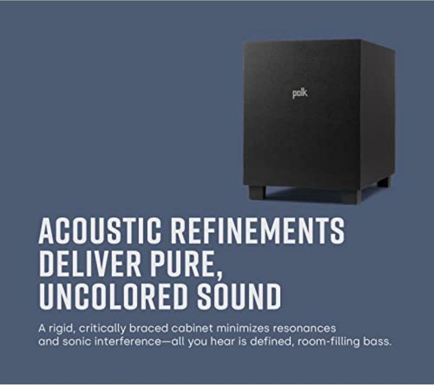Polk Monitor XT10 Home Subwoofer, 10" Deep Bass Woofer, 100W Class D Amplification, Dolby Atmos, Auro 3D & DTS:X Compatible, Black