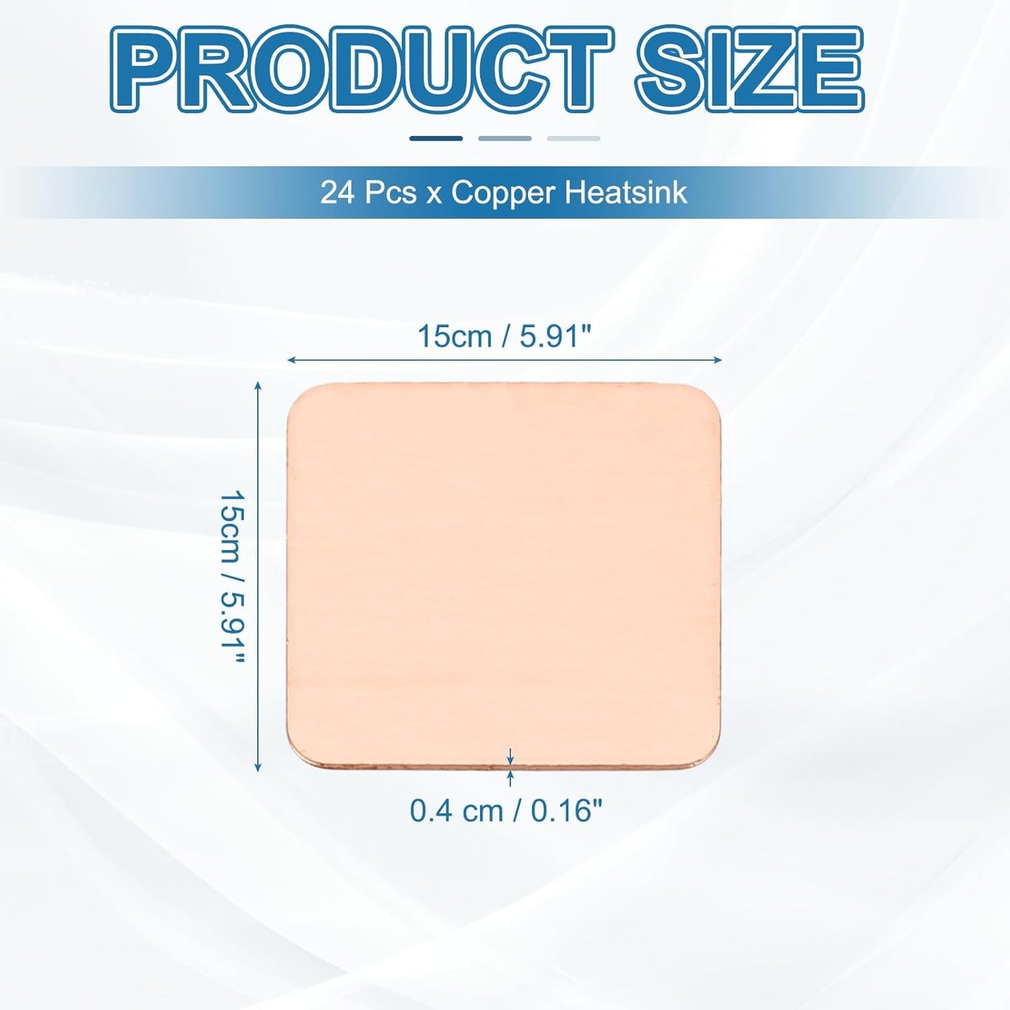 PATIKIL Copper Heatsink Pad Shims, 24 Pcs 15x15x0.4mm Copper Pad Shim IC Chipset GPU CPU Thermal Heatsink for Cooling Laptop Desktop Computer