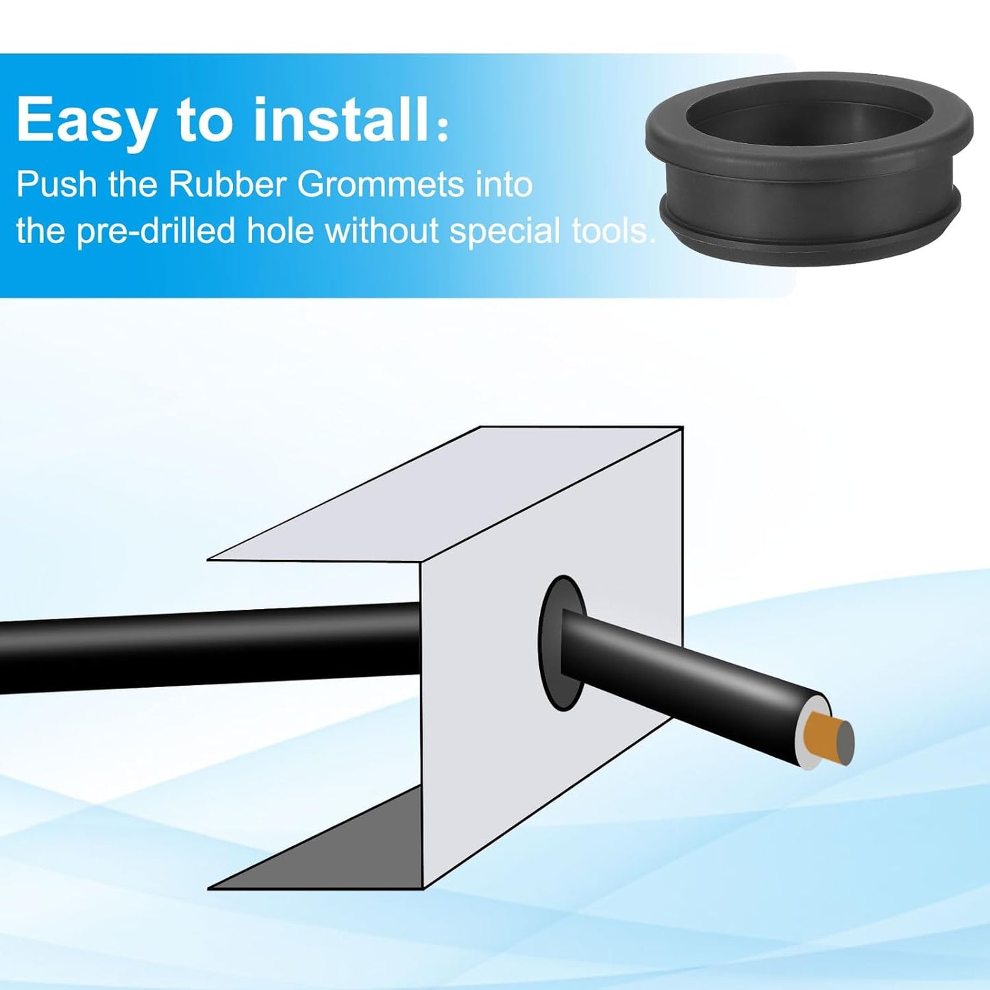 PATIKIL 42.6mm / 1-11/16 Inch Drill Hole,1-7/16 Inch ID Rubber Grommets, 3Pcs Top Hat Grommet for Wiring Eyelet Ring Gasket Automotive Firewall Cable Hole Plugs Wires Protection, Black