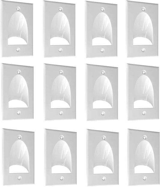 BestMounts - 12 Pack Inner Nose Behind Wall Cable Management TV Cord Hider for Wall Mounted TV - Single Gang Low Voltage Recessed Wall Plates Cable Pass Through for Wires, HDTV, HDMI (White)