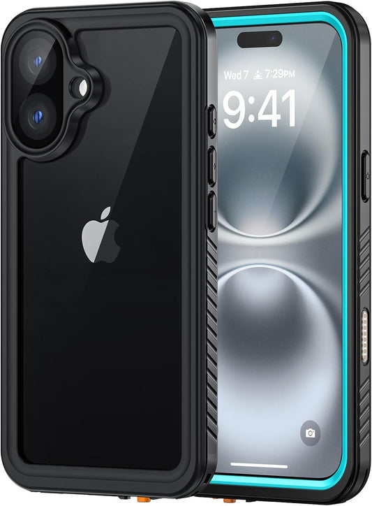 Lanhiem for iPhone 16 Plus Case, IP68 Waterproof Dustproof Shockproof Cases with Built-in Screen Protector, 360 Full Body Heavy Duty Rugged Phone Cover for iPhone 16 Plus - 6.7 inch (Blue)