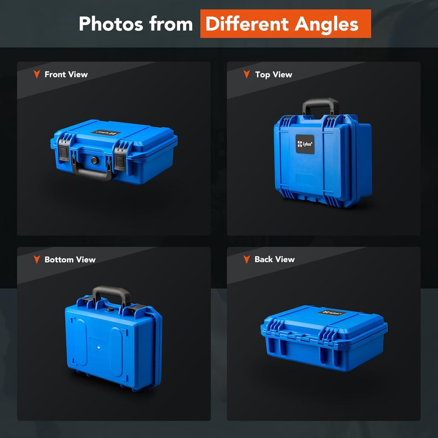 Lykus HC-3010 Waterproof Hard Case with Customizable Foam Insert, Interior Size 11.81x7.87x4.72 in, Suitable for Pistol, Camera, Lens, Drone, Mic, Flashlight, Electronics, Tools, and More