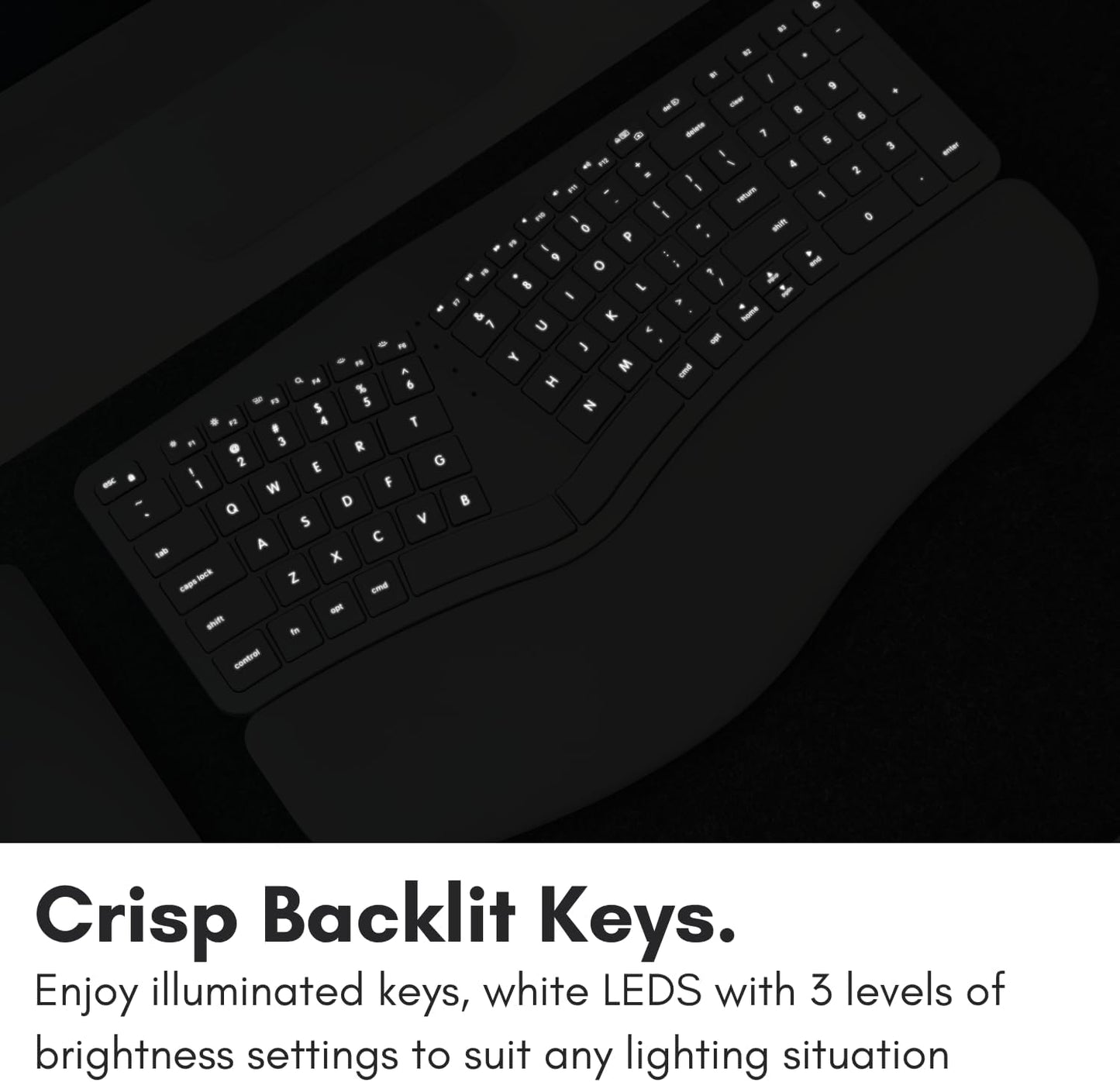 Macally Bluetooth Ergonomic Keyboard, Wireless Split Keyboard, Carpal Tunnel Comfort, Ergo Rechargeable Split Wrist Key Board - Backlit Apple 100 Key Layout for MacBook Pro/Air, iMac