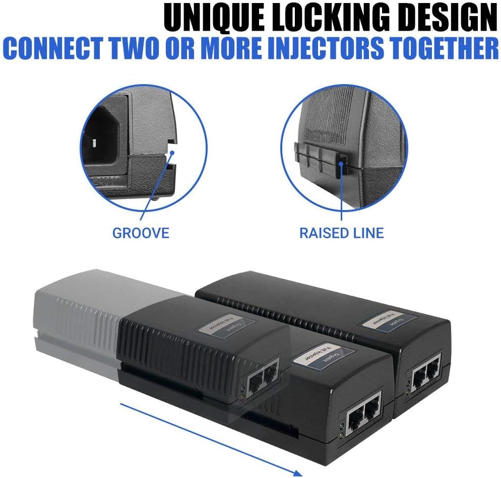 BV-Tech Gigabit Power Over Ethernet PoE+ Injector | 30W | Plug & Play | up to 325 Feet