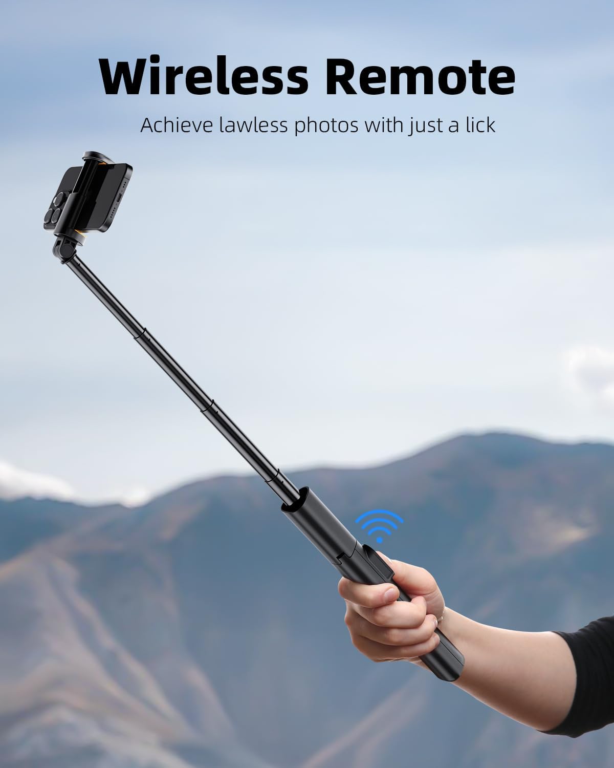 TODI Selfie Stick Tripod for iPhone, 60" Lightweight Phone Tripod Stand with Wireless Remote, Extendable Selfie Stick for iPhone, All-in-1, Compatible with iPhone/Android