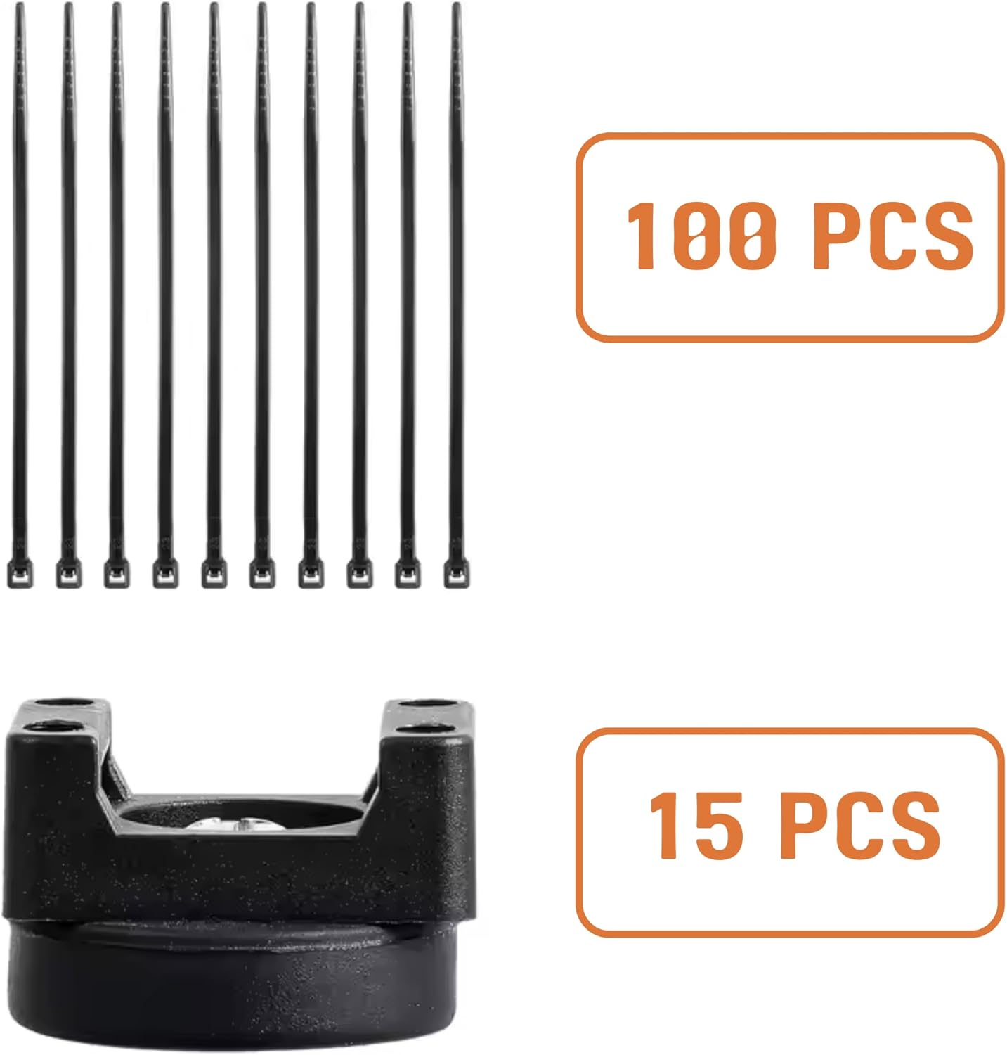 15Pcs (+100 pcs zip ties) Magnetic Cable Clips Zip Tie Mount Base, Cable Ties Holder, Multipurpose Wire Cable Holder for Magnetic Cable Management, Electrical Organization Supplies for Wire (BLACK15)