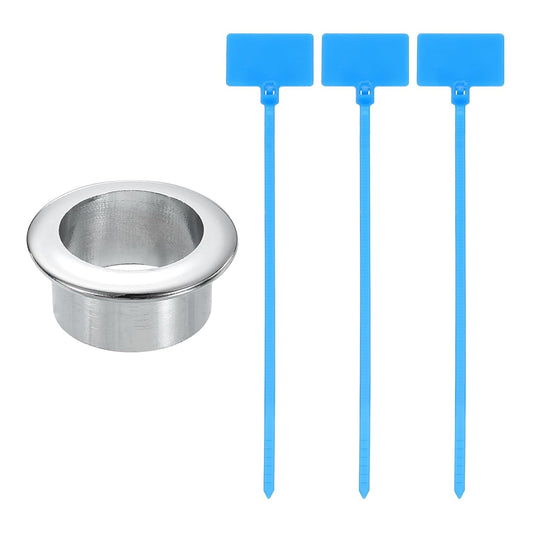 uxcell Desk Grommet, 1-3/16" (30mm) Zinc Alloy Cable Hole Cover Wire Cord Organizer with Marked Cable Ties for Home Office Desktop Wire, Silver Tone