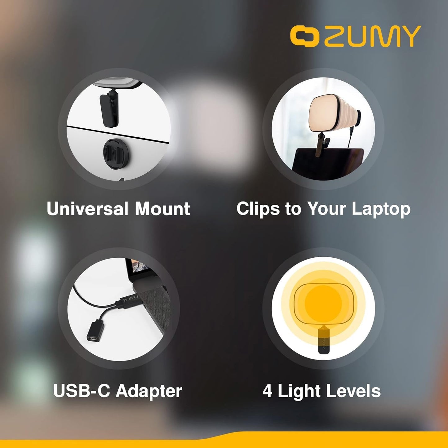 Softbox Video Conference Lighting for Video Recording - Portable USB LED Video Light, 4 Soft Light Levels, Laptop & Computer Video Lighting, Camera Webcam Streaming Selfie Light for Zoom Meetings