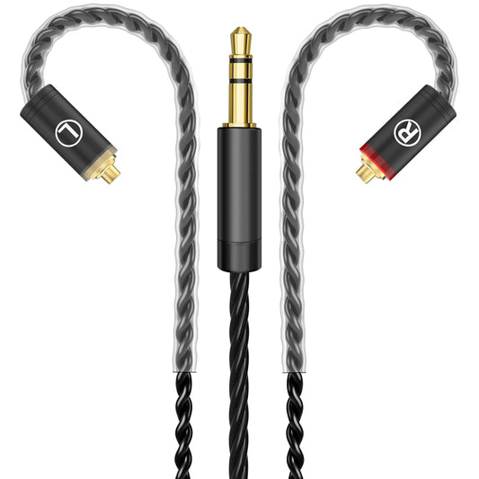 Premium HiFi IEM Cable - Silver-Plated 3.5mm to MMCX Cord, Lossless-Sound in-Ear Monitor Cables for Vibes 201/202, Shure SE215/315/425/535/846-Black (HC001)