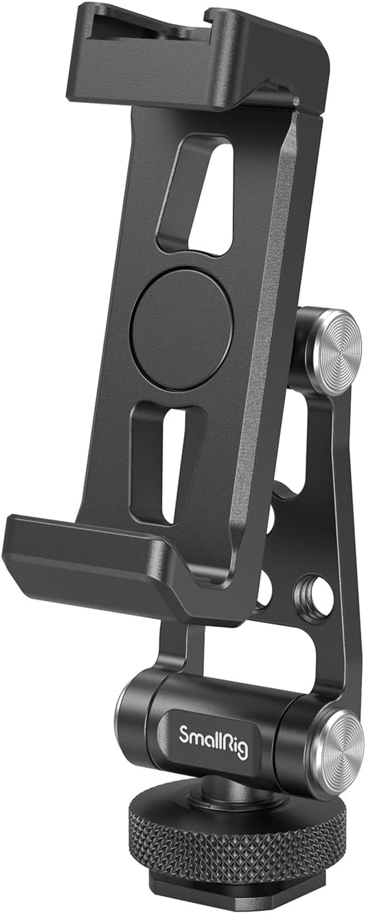 SMALLRIG Universal Metal Phone Support with Cold Shoe Mount, Smartphone Holder Adapter Support Free Adjustment Joints, Phone Tripod Mount for iPhone 16 15 14, for Samsung Galaxy etc. - 4382