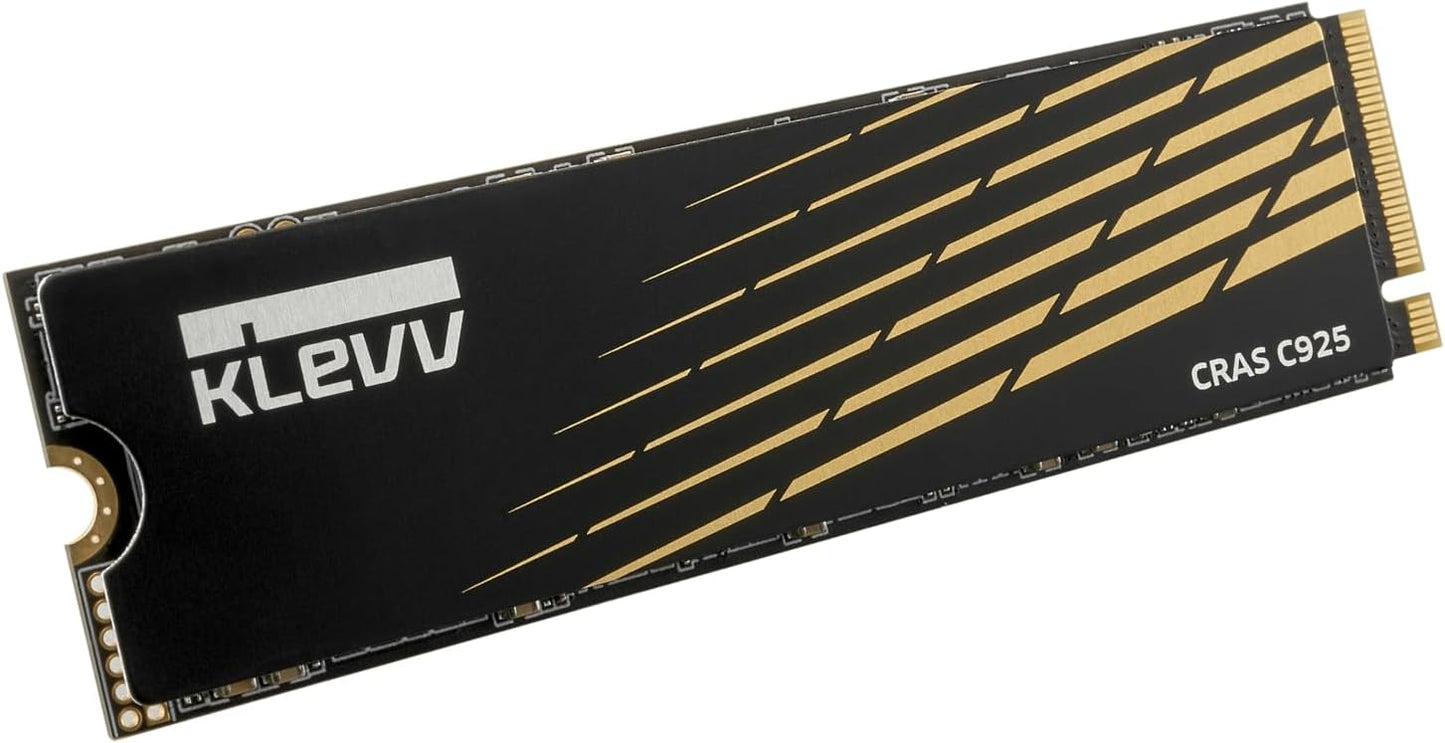 KLEVV CRAS C925 500GB M.2 2280 NVMe PCIe Gen4x4 Internal Gaming SSD with Aluminium Heatsink, Compatible with PS5, up to 7400MB/s (K500GM2SP0-C9T)