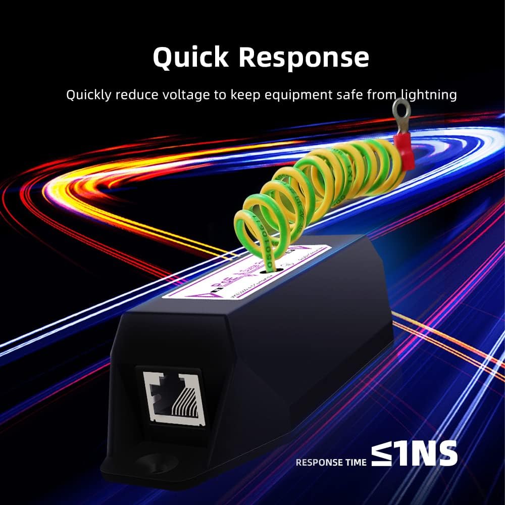 Gigabit PoE+ Ethernet Surge Protector 10KV Lightning Suppressor LAN Network CAT5/CAT6 Thunder Arrestor 10/100/1000 Mbps