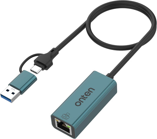 USB-A and USB-C to Ethernet Adapter,Driver Free RJ45 to USB C or USB A, Gigabit Ethernet LAN Network Adapter for Windows,Mac OS, iOS and More