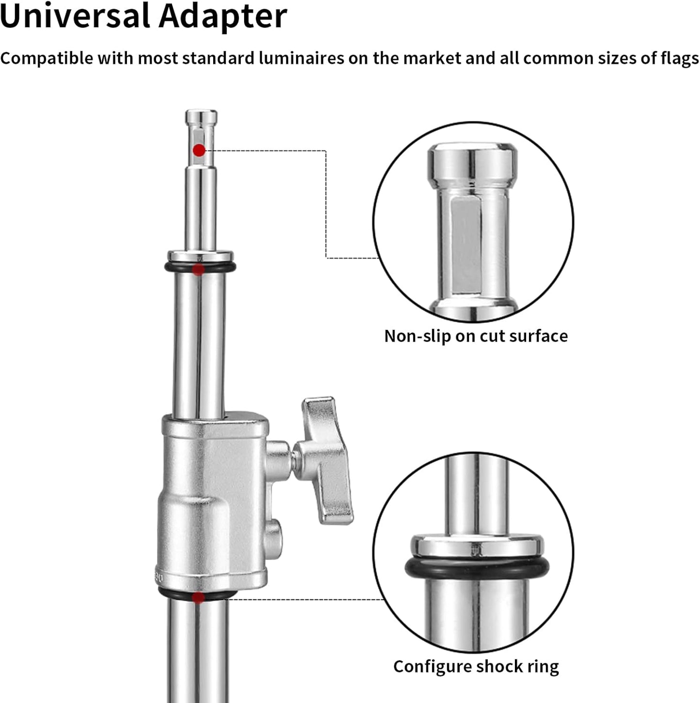 Heavy Duty Extension Boom Arm Bar for Photography C Stand and Light Stand,Adjustable 3.6-8.2ft Crossbar Holding Arm with Sand Bag for Softbox,Studio Strobe,Monolight,LED Video Light,Reflector ect.