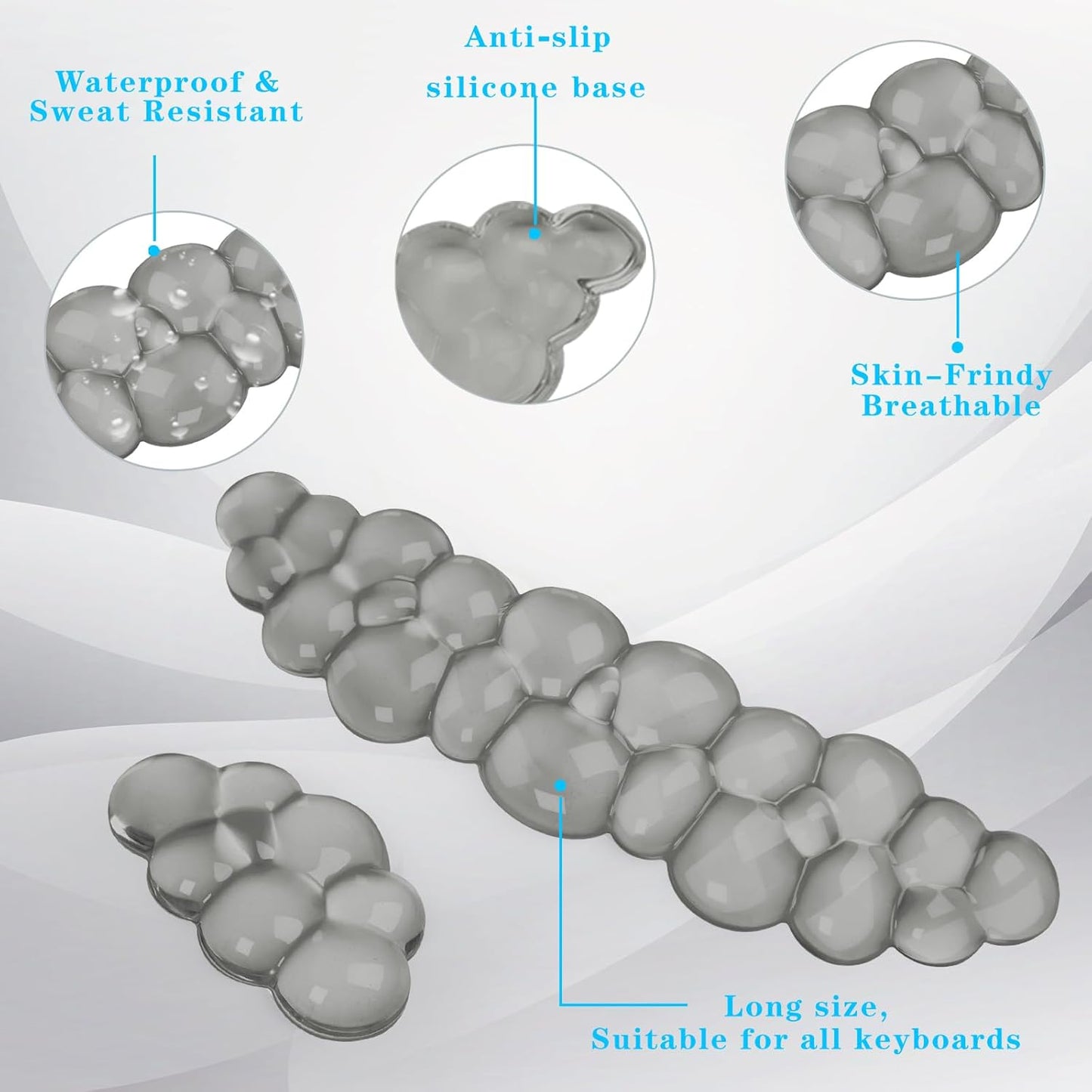 Gel Cloud Keyboard and Mouse Wrist Rest, Cute Wrist Support and Arm Support Keyboard Rest for Keyboard and Mouse Typing Pain Relief，Suitable for Office/Computer/Laptop/Gaming (Gray)