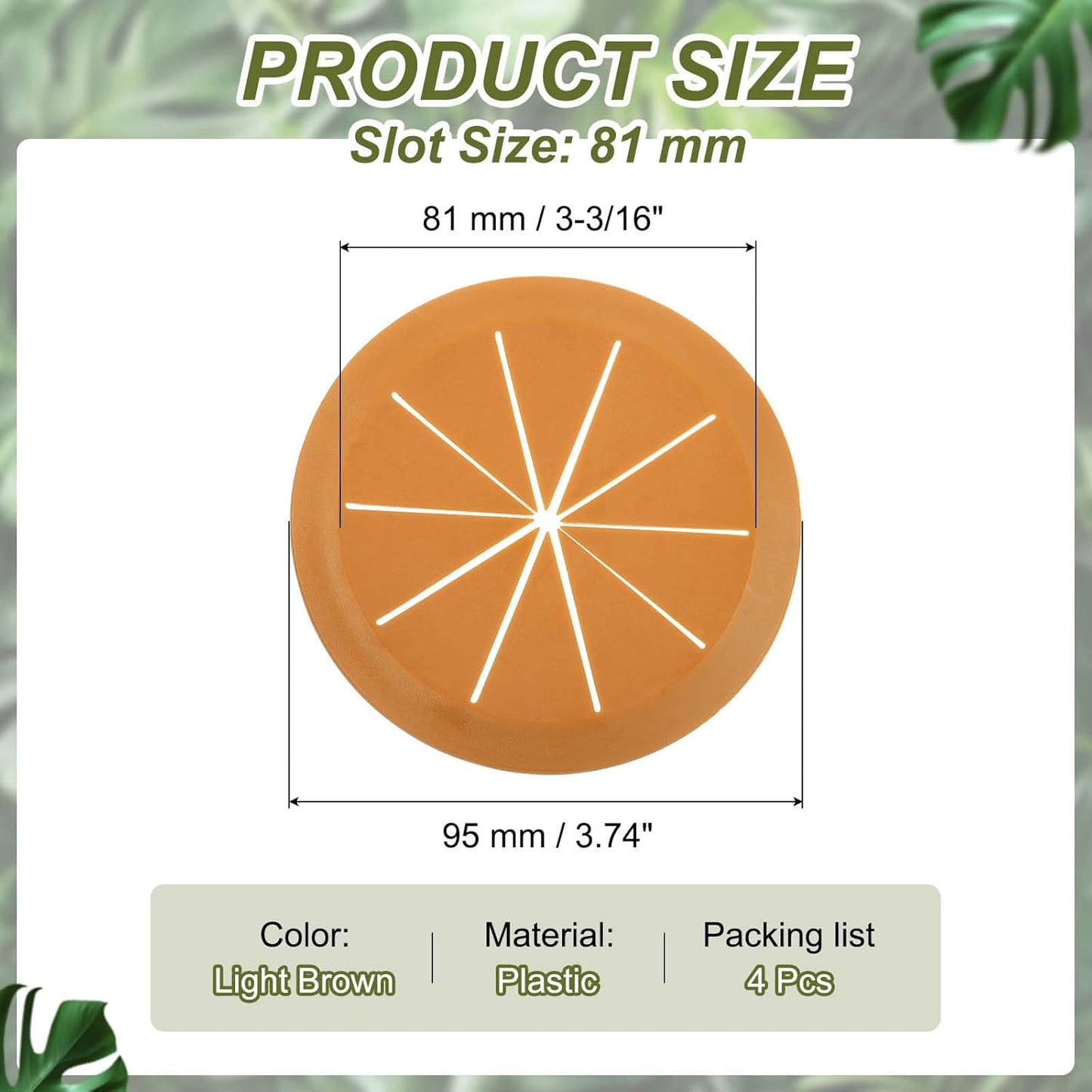 PATIKIL Desk Grommet 3-3/16", 4 Pcs Round Cable Grommet Cord Hole Cover with Adhesive Tape Flexible Table Wire Organizer for Office Home Table Countertop, Light Brown