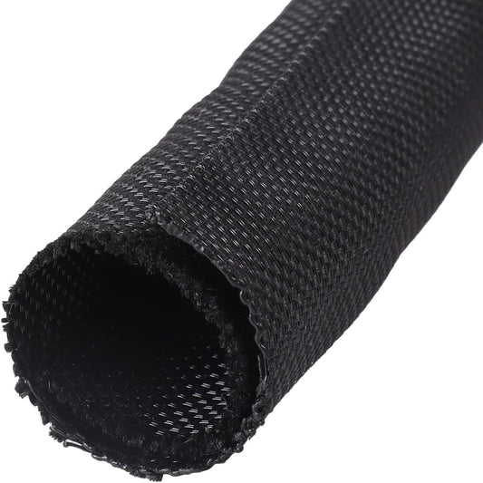 Black-Braided-Wire-Loom, Mesh Woven Self Wrap Split Sleeving for Automotive Wires/Audio Video Cable/Multi-Cable Strings (1" - 16 Feet)