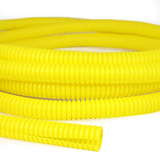 Split Wire Loom Tubing, 10,25ft Cord Protectors from Pets No Chew, Flexible Wire Covers Cord Protectors, Protective Split Cable Sleeve for Automotive Home Industrial Wires(Yellow, 1.12inch-25ft)