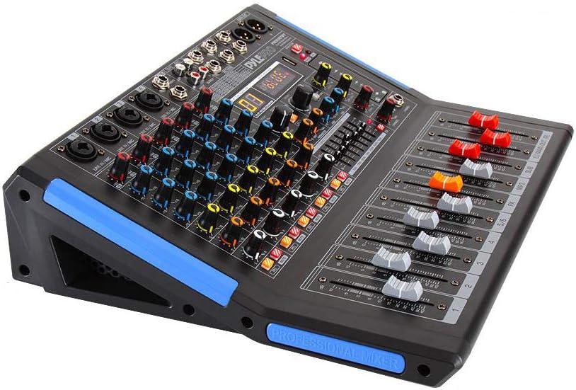 Pyle 6-Channel Bluetooth Studio Audio Mixer - DJ Controller w/ USB Drive - XLR Mic Input - +48V Phantom Power - 16 DSP Effects - MP3/WAV Playback - For Professional & Beginner Use - PMXU67BT
