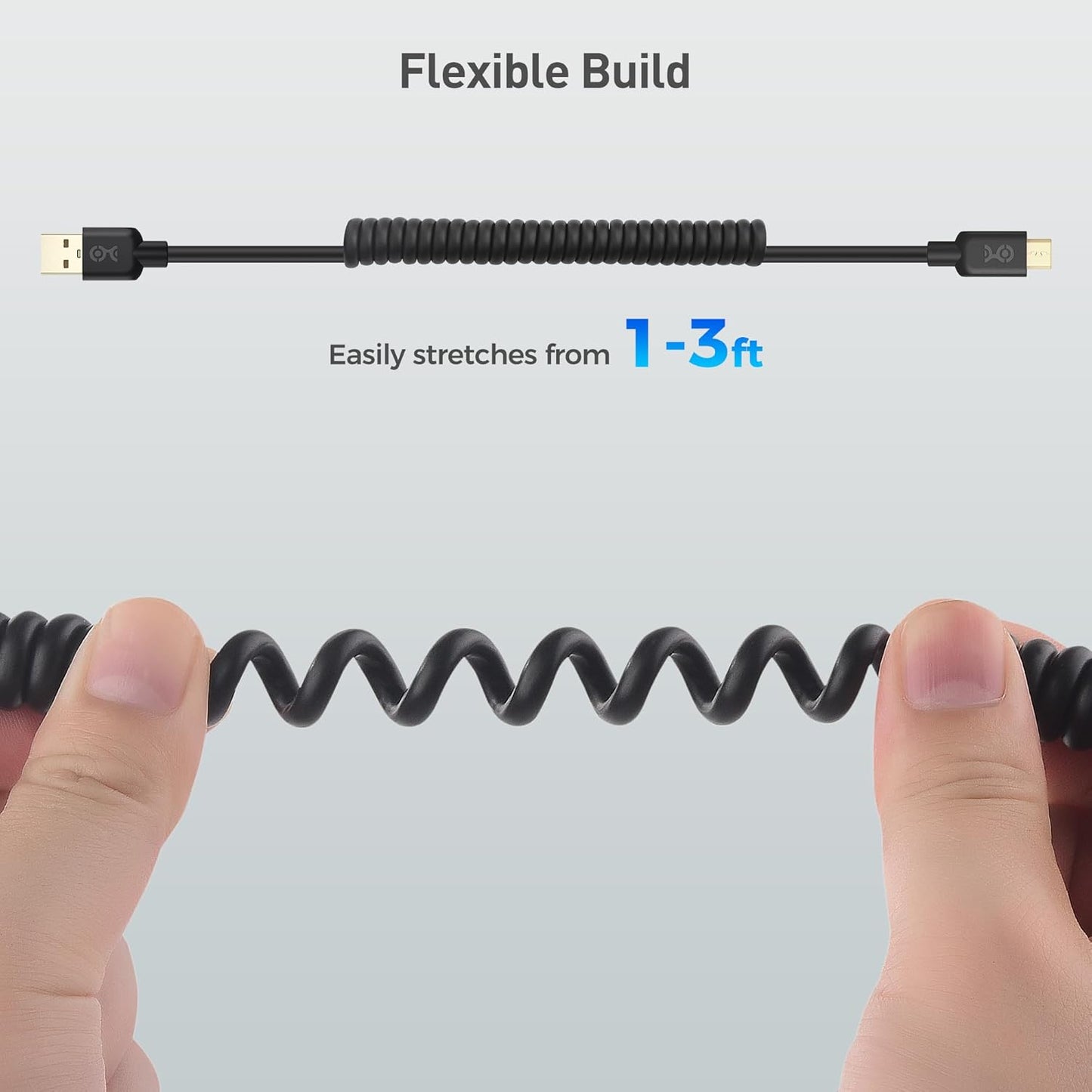 Cable Matters 2-Pack Coiled USB Cable (Coiled Micro USB to USB 2.0) 2-4 Feet