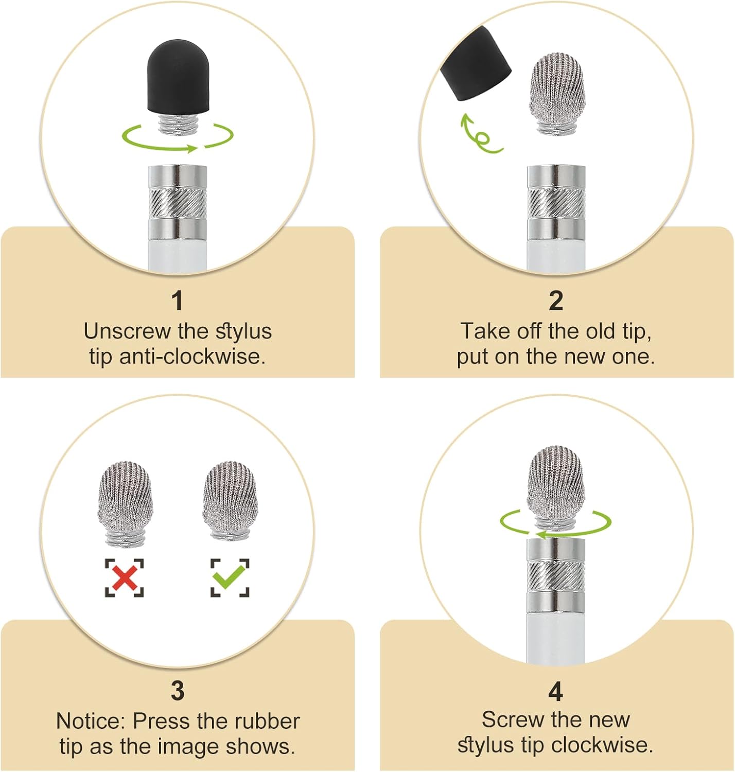 MECCANIXITY 10Pcs Replacement Fiber Mesh Tips for Stylus Pens 9mm Suitable for Capacitive Touch Screen,High Sensitivity,Soft,No Scratch Screen Pen Tip