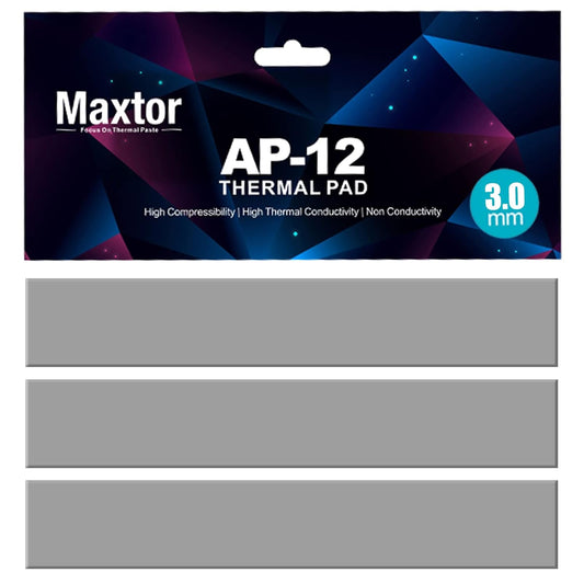 Maxtor Thermal Pad 14.8 W/mK, 120x20x3.0mm(3 pcs) Silicone Thermal Pads Non Conductive Heatsink Cooling Pad, Highly Efficient Heat Resistant Soft Pad for Laptop Heatsink/SSD/CPU/IC/LED Cooler