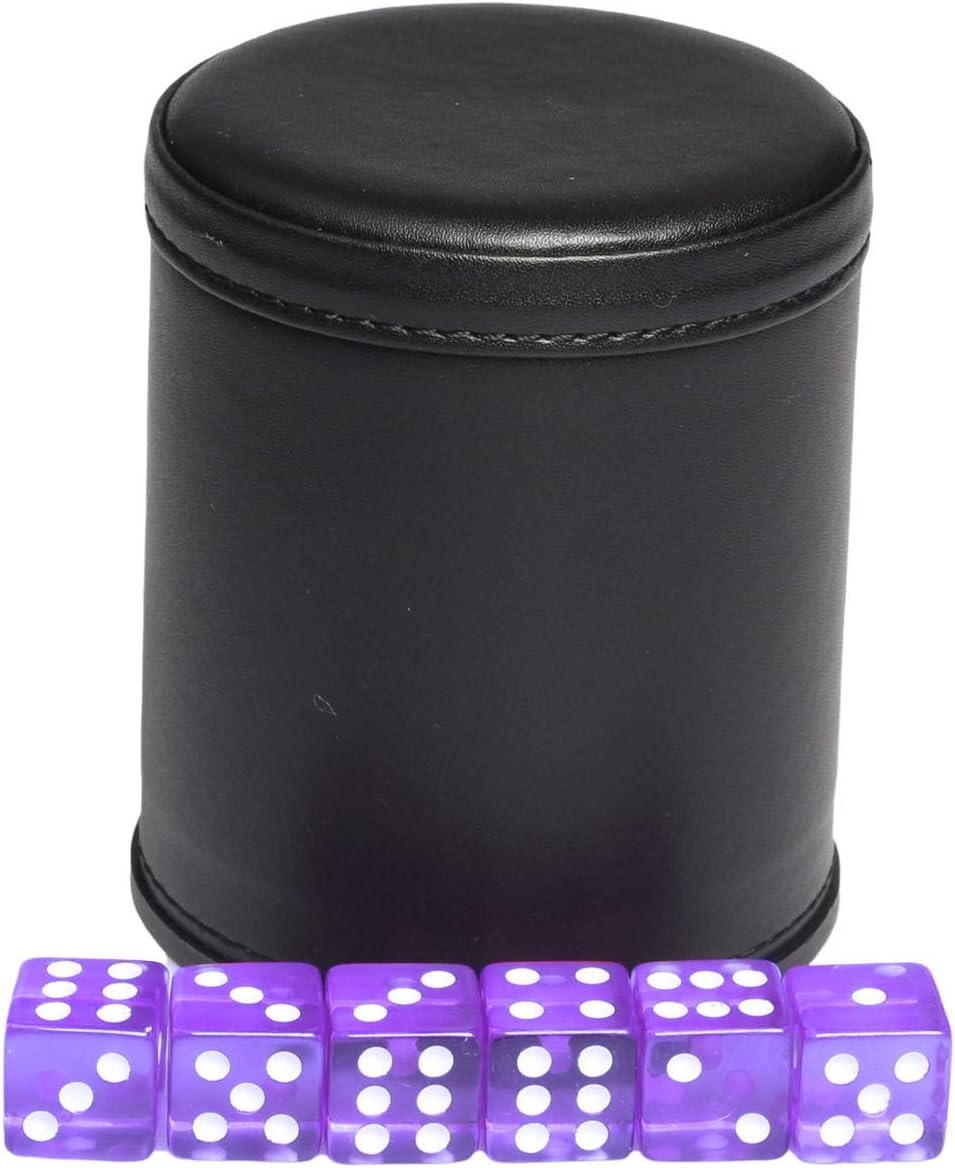 Leatherette Dice Cup Felt Lining Shaker Quiet for Playing Yahtzee/ Farkle/ Liars Dice/ Board Game