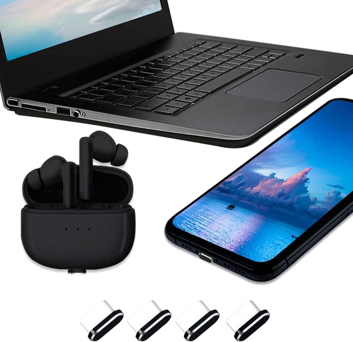 TOCOL USB C Dust Plug 4 Pack Type C Anti Dust Plug Cover Charging Port Protector Cap with Cleaning Brush for iPhone