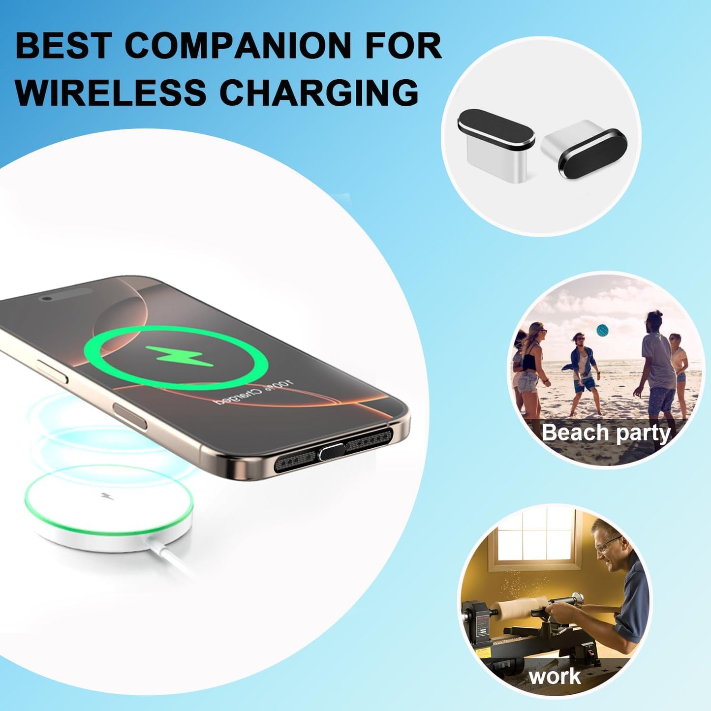 USB C Dust Plug, 10 Pack USB C Port Cover, Phone Speaker Dust Cover and Type C Charging Port Plug Protector Cover for iPhone 15/ iPhone 16/16 Pro/16 Pro Max, iPhone 17