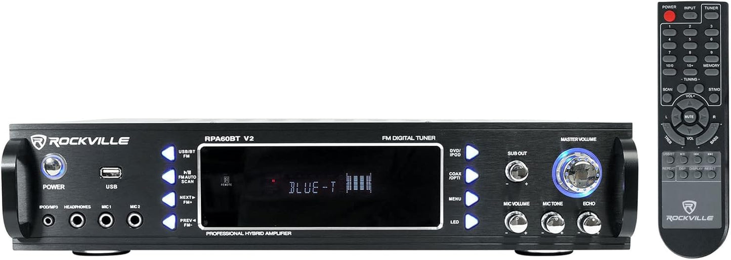 Rockville RPA60BT Home Theater Receiver Amp+(8) 5.25" White Ceiling Speakers+Sub