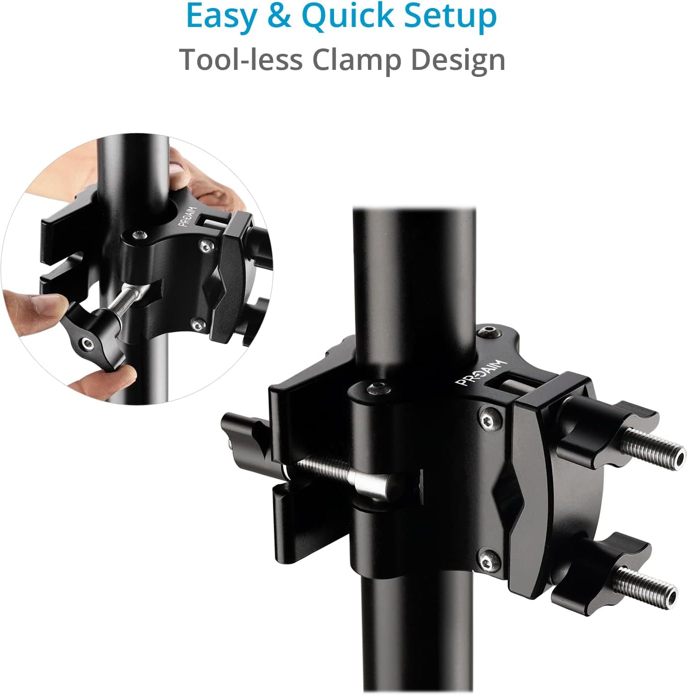 PROAIM Multi-Stand Holder Clamp Set for Camera Production Cart – Holds Lights & C-Stands, Compatible with Victor/Atlas Cart, Payload up to 68 kg /150 lb (VCTR-LC)
