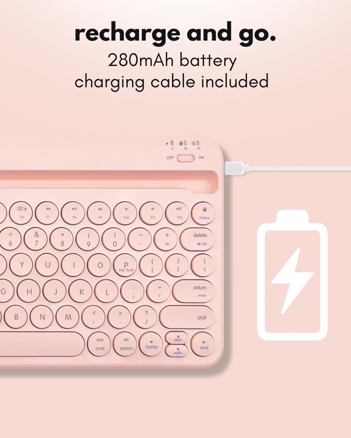 Macally Bluetooth Keyboard for Tablet | Wireless Keyboard for iPad mini/Air/Mini, iPhone (Multi-Device, Built-in Stand, Rechargeable) Easy to Use and Cute Portable