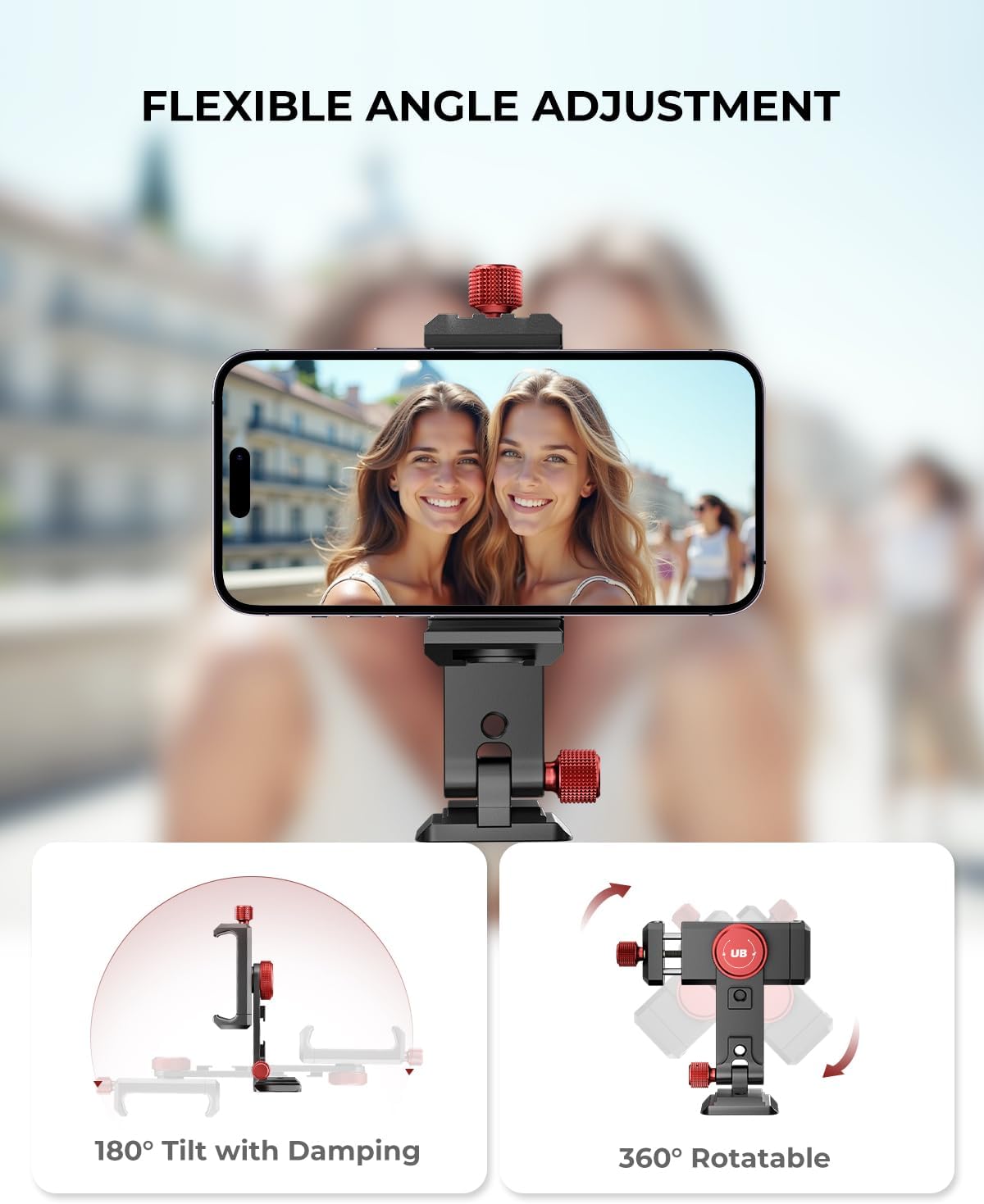 UBeesize Metal Phone Tripod Mount Cold Shoes with Arca QR Base, 3 Control Knob 360° Cell Phone Tripod Adapter for iPhone, Samsung, Desktop Tripod Smartphone Holder for Video Streaming Vlogging Rig