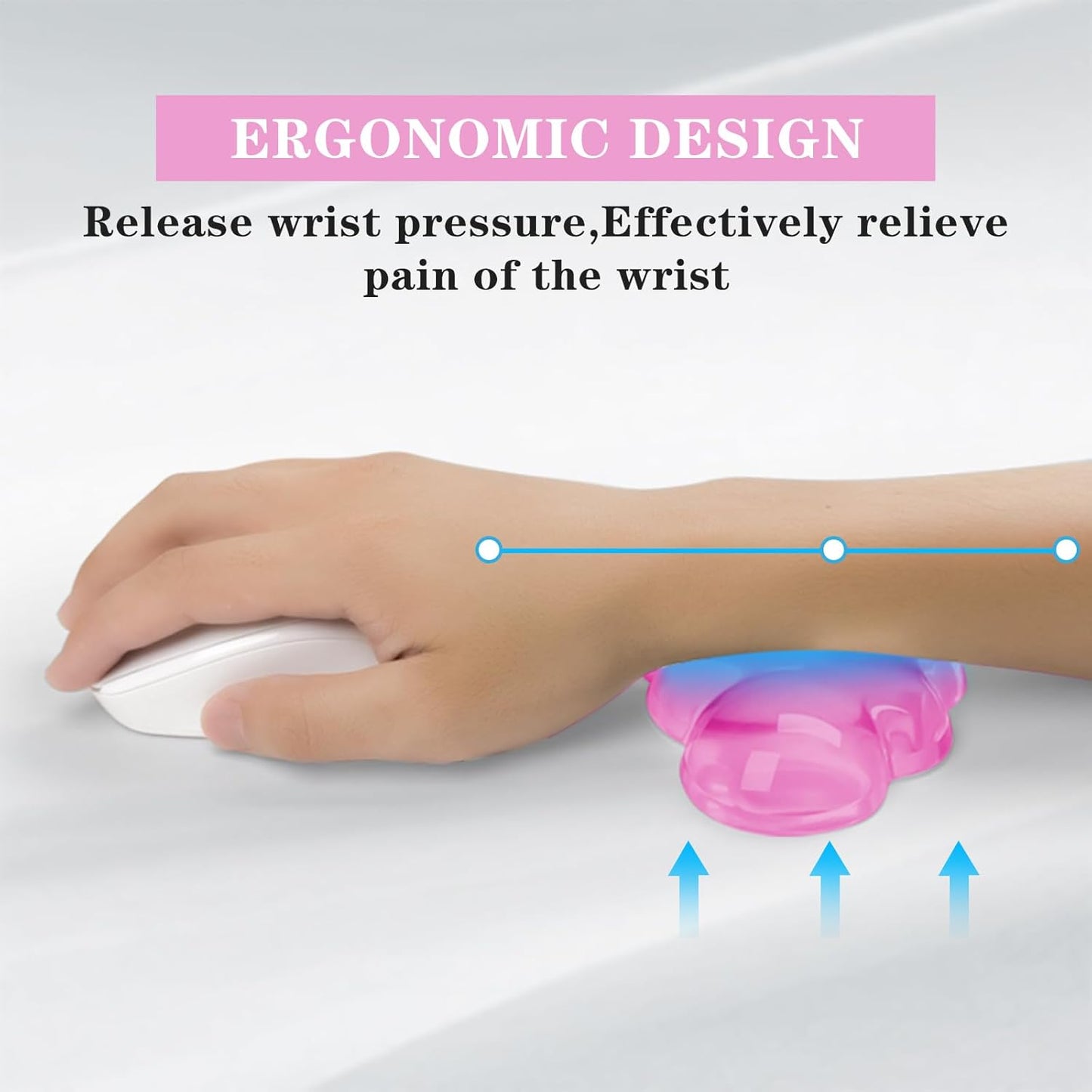 Gel Cloud Mouse Wrist Rest, Cute Wrist Support and Arm Support for Mouse Rest Typing Pain Relief，Suitable for Office/Computer/Laptop/Gaming (Transparent Pink)