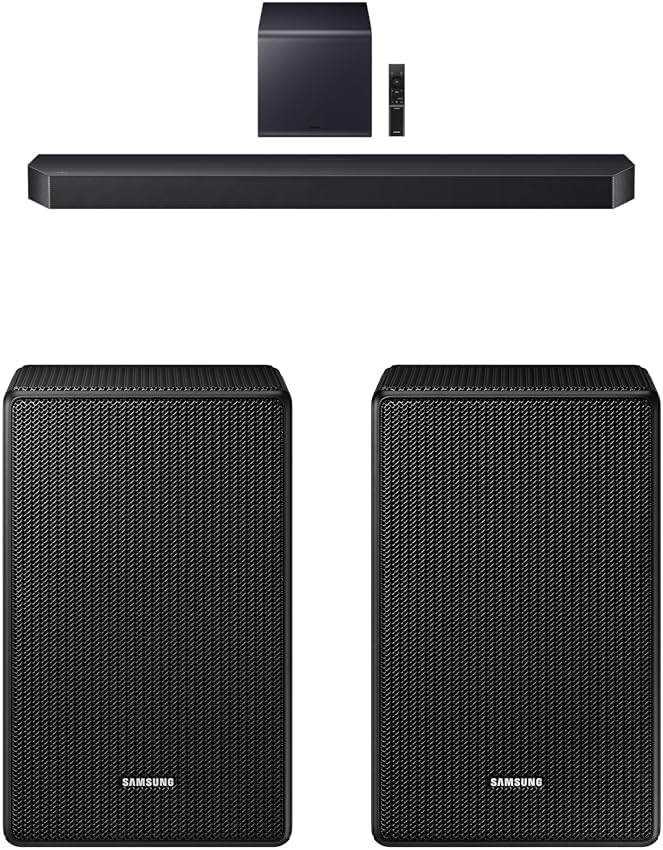 Samsung Q-Series Soundbar HW-Q900F 7.1.2 ch Subwoofer (2025 Model) Smart Integration, Wireless Dolby Atmos 9500S Rear Speaker Kit - Wireless Dolby Atmos/DTS: X (SWA-9500S, 2021 Model), Black