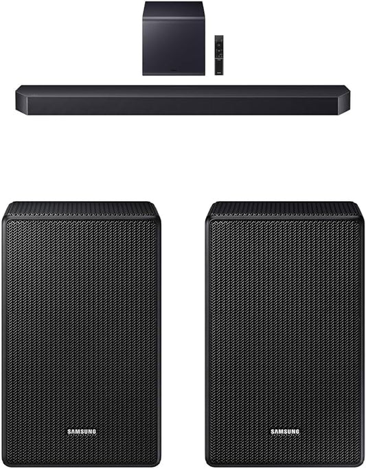 Samsung Q-Series Soundbar HW-Q900F 7.1.2 ch Subwoofer (2025 Model) Smart Integration, Wireless Dolby Atmos 9500S Rear Speaker Kit - Wireless Dolby Atmos/DTS: X (SWA-9500S, 2021 Model), Black