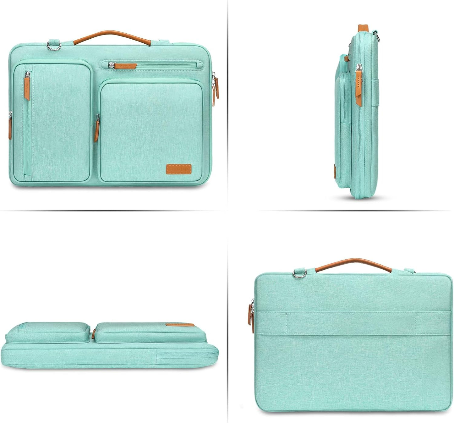 MOSISO 360 Protective Laptop Shoulder Bag,15-15.6 inch Computer Bags Compatible with MacBook Pro 16 inch, HP, Dell, Lenovo, Asus Notebook,Side Open Messenger Bag with 4 Zipper Pockets, Aqua Green