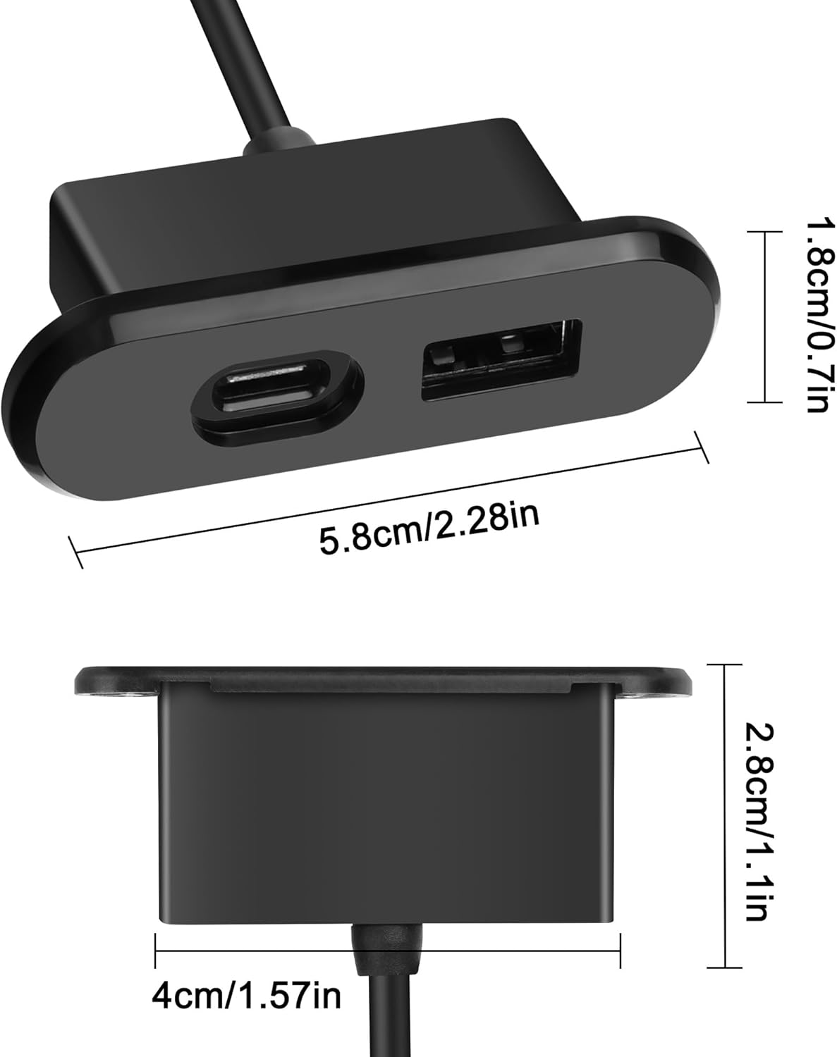 XMSJSIY USB USB C Desk Power Grommet Outlet 5V/2A USB/Type-C Embedded Charging Port Phone Desktop Charger Scoket Station for Sofa Table Bedside Workbench Office,Home-1.2M/3.9FT