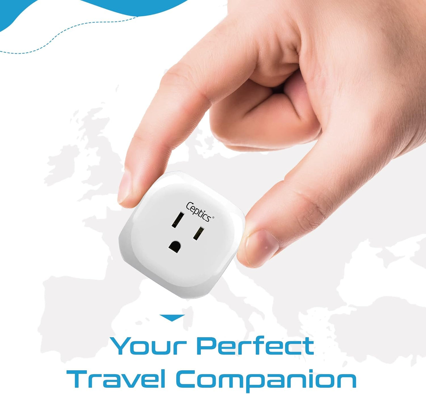 Ceptics Europe Travel Adapter Plug Set Schuko - 4 Input - Ultra Compact - Light Weight Type C, Type G - USA to Any Type C, G Countries UK, Ireland, Germany, France - 4 Pack (PT-9C-7-4PK),White